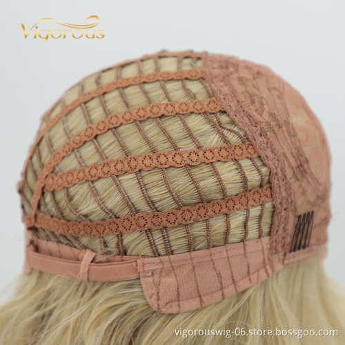 Wholesale Good Quality High Temperature Fiber Supplies Blonde Bob Cut Short Synthetic Afro Kinky Wig